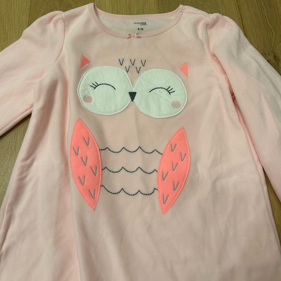 Simple Joys by Carters Pink Owl Nightgown Pajamas Size 8-10 - Picture 2 of 3